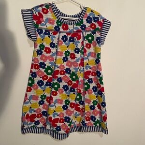 HANNA ANDERSSON FLORAL‎ RED YELLOW BLUE WHITE STRIPE dress